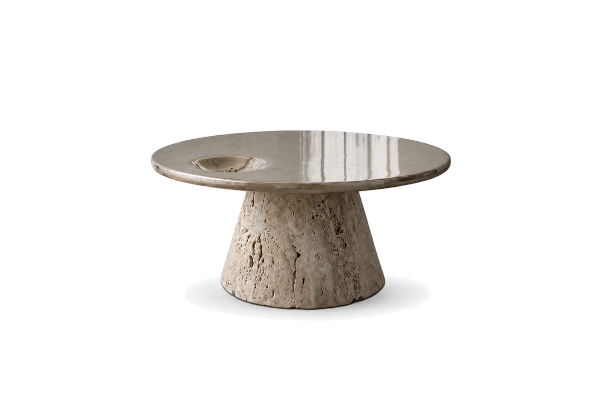 House of Coda Concretion sculptural coffee table on a white background.
